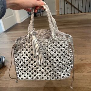 Anthropologie Gray Woven Crossbody Bag